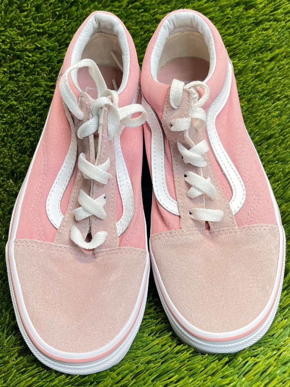 Vans Old Skool Womens Size 7.5 Pink White Athletic Skateboarding Shoes Sneakers - Picture 5 of 10